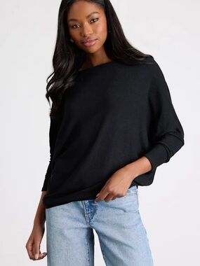 Lulus Women's Black Dolman Sleeve Sweater Top XL
